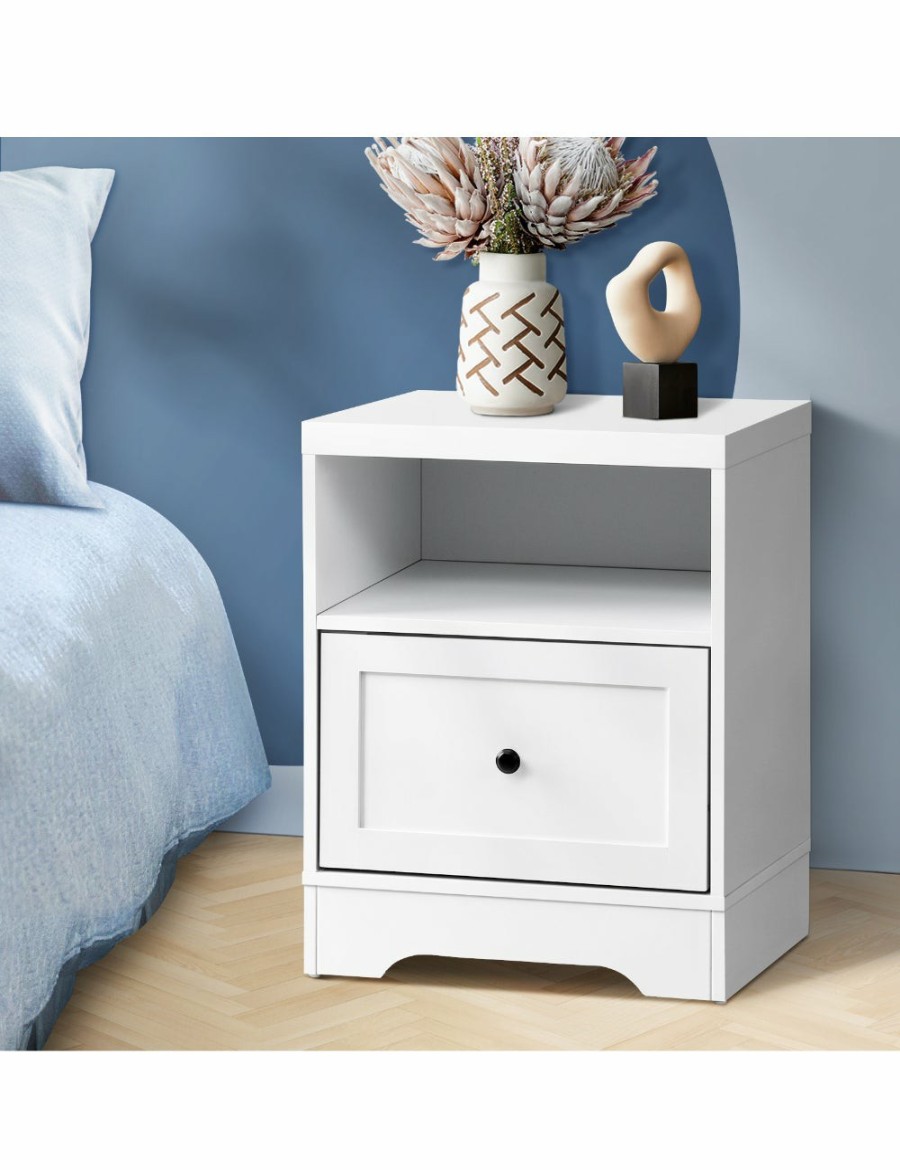 Home And Lifestyle Oikiture Bedside Tables | Oikiture Bedside Tables Drawers Bedroom Hamptons Furniture Storage Cabinet