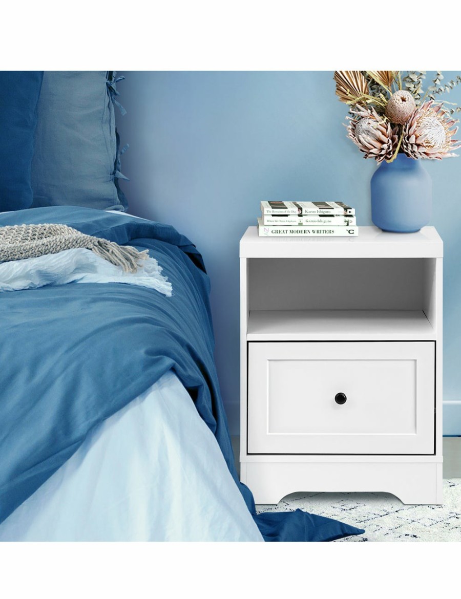 Home And Lifestyle Oikiture Bedside Tables | Oikiture Bedside Tables Drawers Bedroom Hamptons Furniture Storage Cabinet