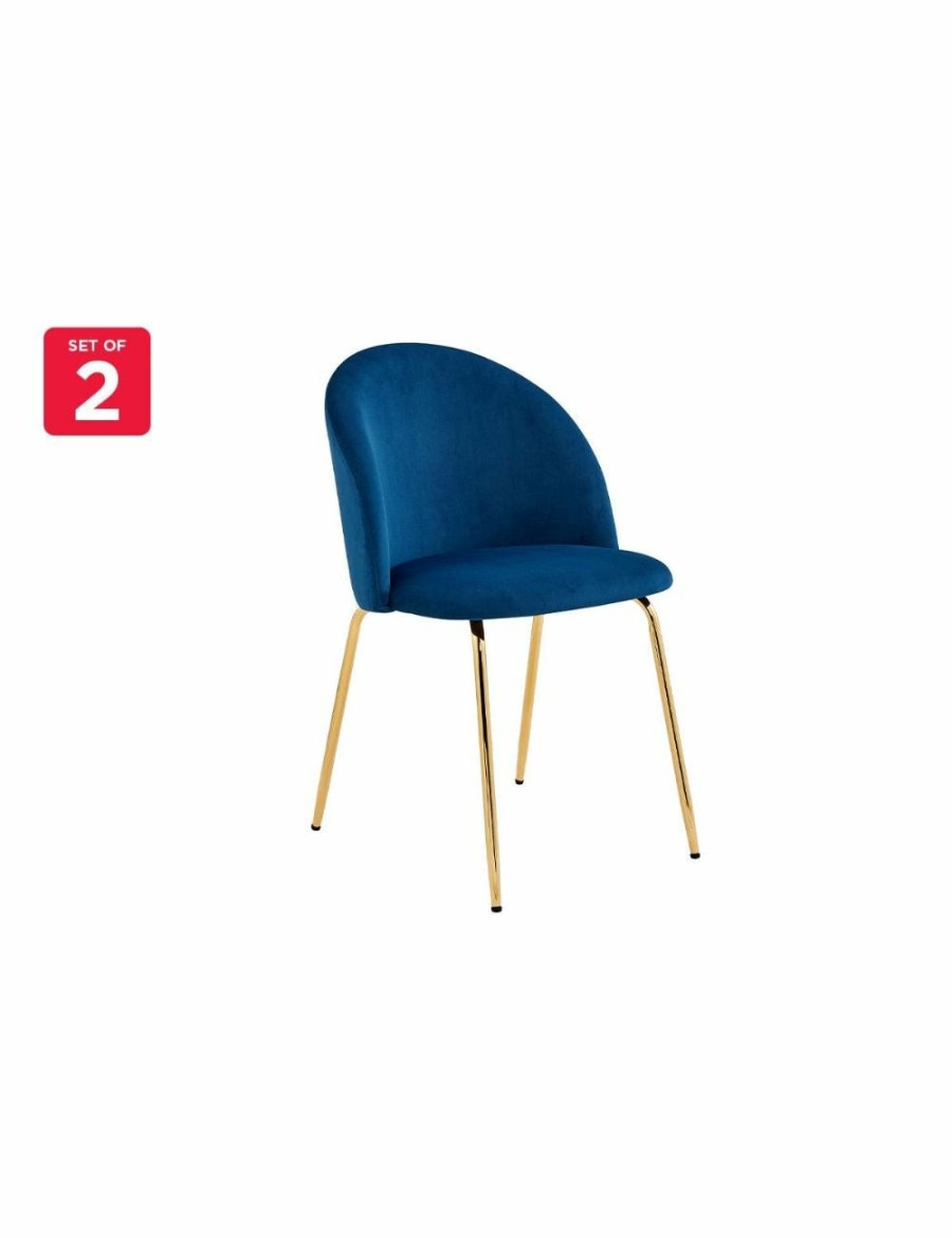 Home And Lifestyle NNEKGE Chairs | Nnekge Subiaco Set Of 2 Velvet Dining Chairs (Navy)