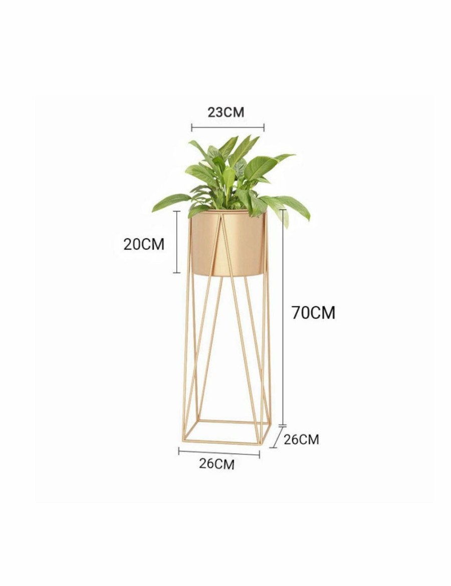 Home And Lifestyle Soga Napery | Soga 70Cm Gold Metal Plant Stand With Gold Flower Pot Holder Corner Shelving Rack Indoor Display