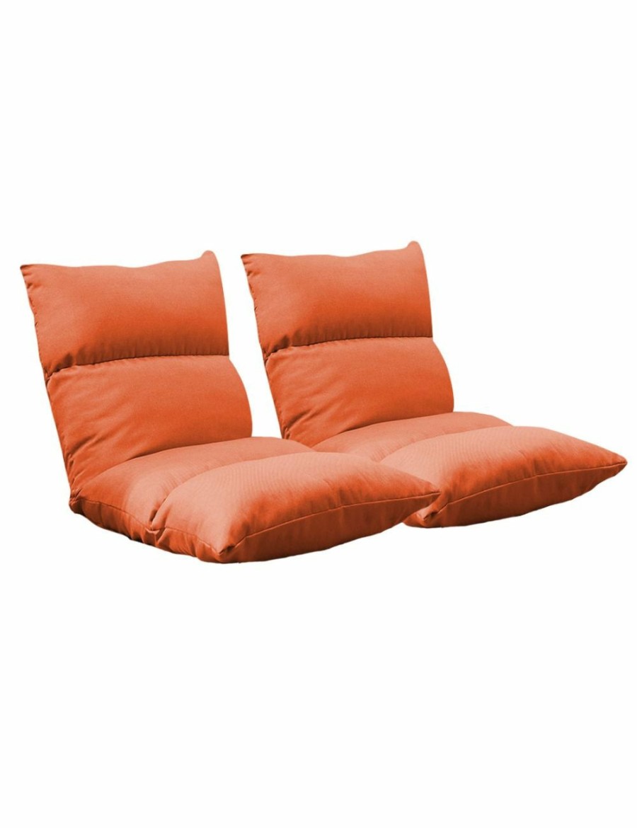 Home And Lifestyle Soga Recliners | Soga 2X Lounge Floor Recliner Adjustable Lazy Sofa Bed Folding Game Chair Orange