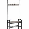 Home And Lifestyle VASAGLE Hallway Furniture | Vasagle Greige And Black Coat Rack Stand With Bench 183Cm