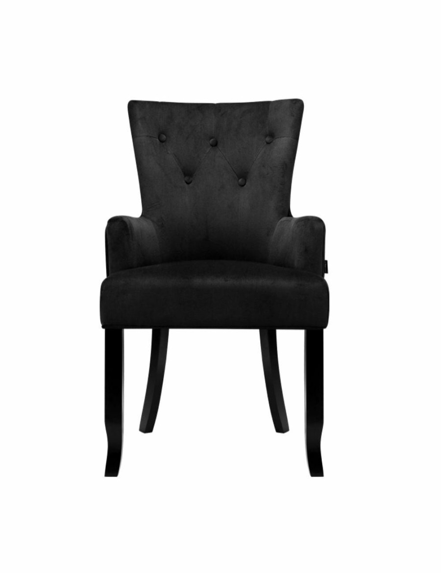 Home And Lifestyle HOD Health & Home Chairs | Artiss Dining Chairs French Provincial Velvet Fabric Timber Retro Black - One Size