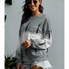 Women Fashion Boutique Active Jackets | Light Gray Color Block Tie Dye Pullover Sweatshirt