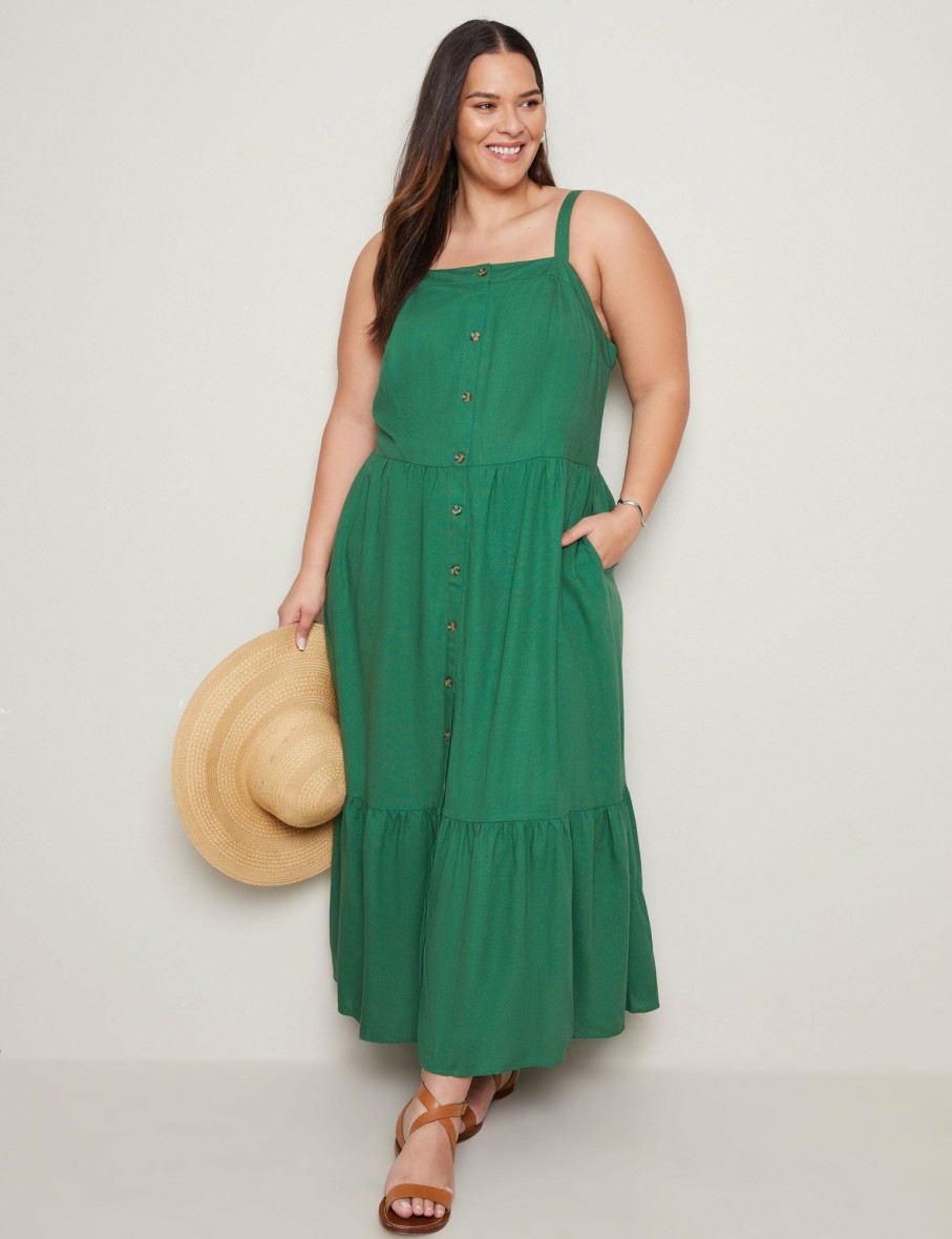 Women Autograph Sleeveless Dresses | Autograph Sleeveless Tiered Hem Linen Maxi