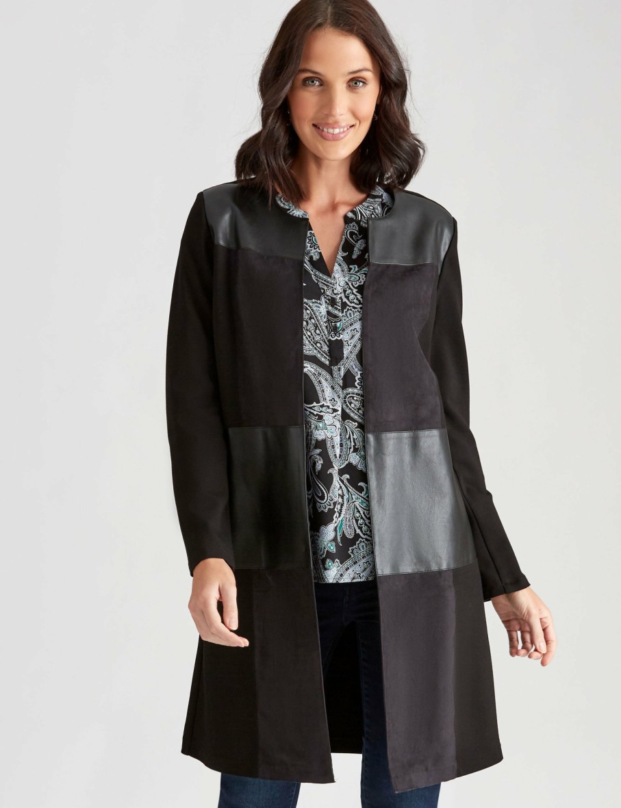 Women Katies Coats | Katies Seamed Suedette Coat