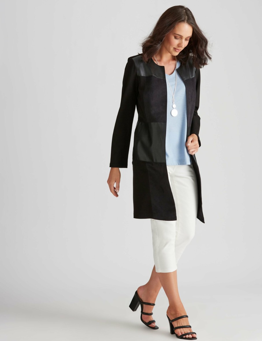 Women Katies Coats | Katies Seamed Suedette Coat