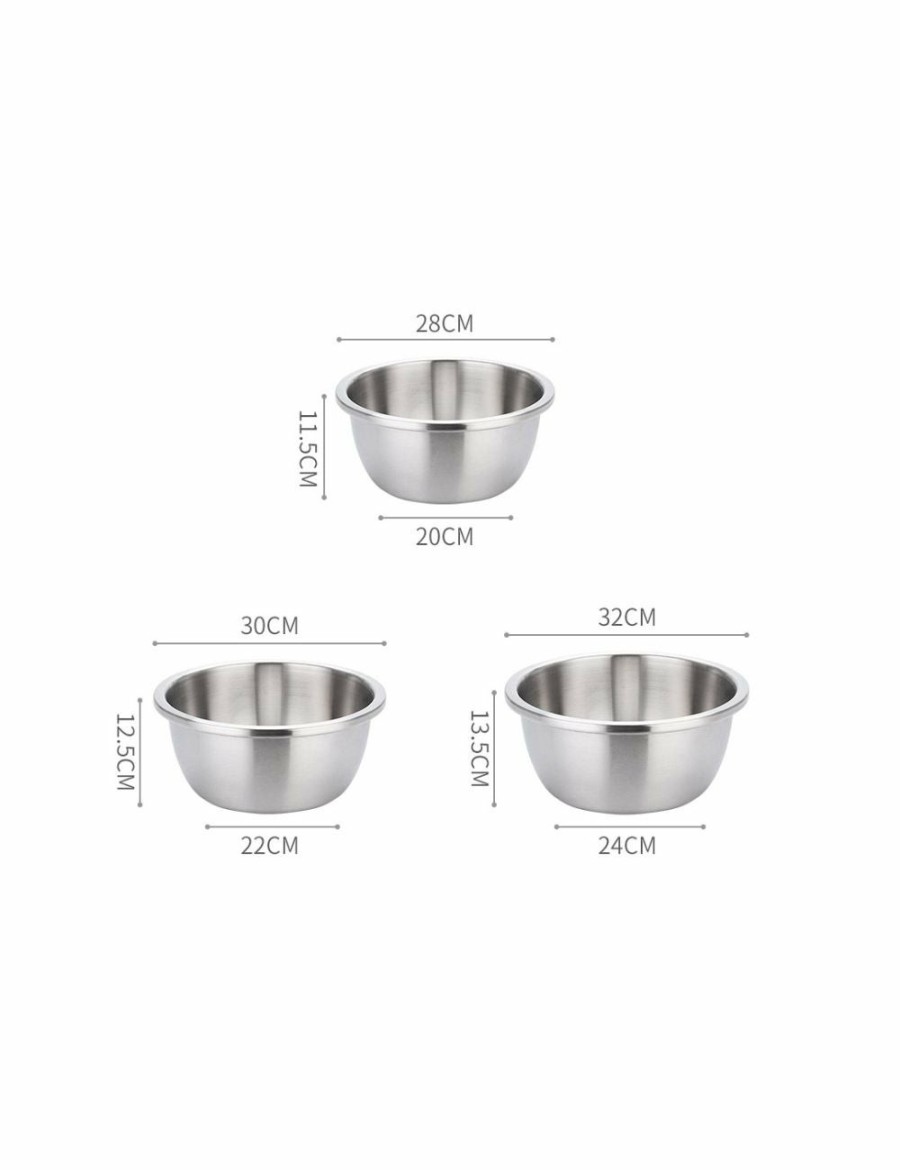 Home And Lifestyle Soga Storage & Organization | Soga 3Pcs Deepen Matte Stainless Steel Stackable Baking Washing Mixing Bowls Set Food Storage Basin