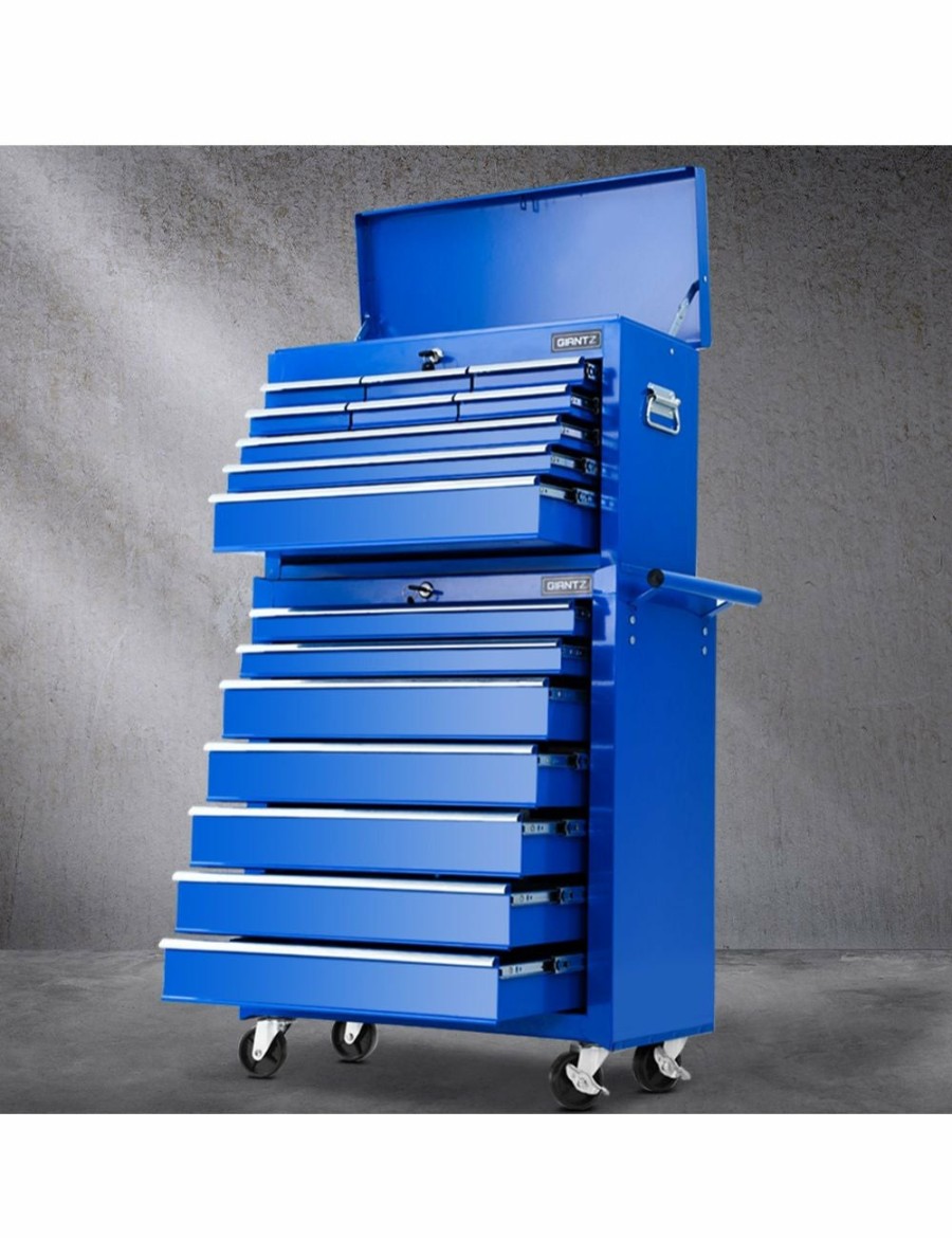 Home And Lifestyle Giantz Storage | Giantz 16 Drawers Tool Box Chest Trolley Toolbox Mechanic Garage Storage Cabinet Blue