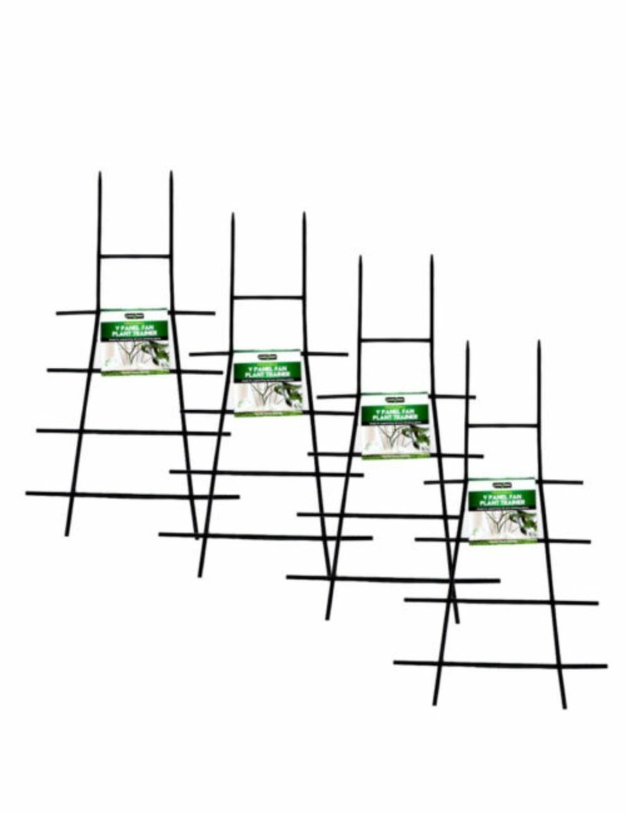 Outdoors Garden Greens Garden Tools | Green Garden 4Pk Support Stake Plant Trainer 57Cm X 23Cm Black Vine Support Mini Garden Trellis For Climbing Plants