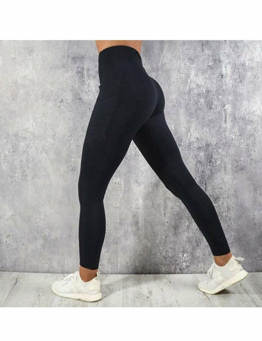 Women HOD Health & Home Active Bottoms | Women'S Gym Tights & Leggings High Waist Leggings With Side Pocket Yoga Fitness Slim Pants