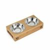 Home And Lifestyle HOD Health & Home Pet Food & Drink | Ceramic Or Stainless Steel Pet Feeding Bowls With Bamboo Stand