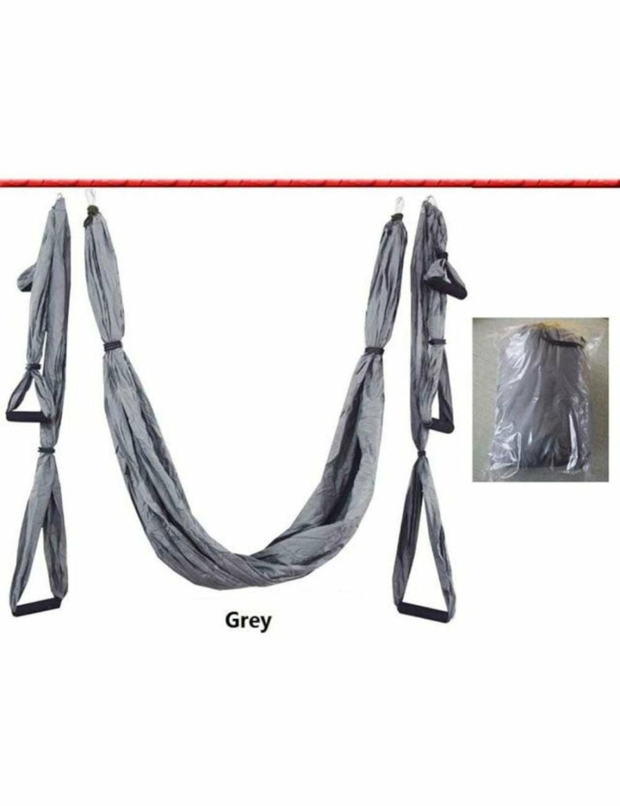 Sport & Fitness HOD Health & Home Equipment | Anti-Gravity Aerial Yoga Hammock Hanging Belt Swing Trapeze Home Gym Fitness Exercises - Grey