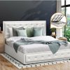 Home And Lifestyle Oikiture Beds | Oikiture Bed Frame King Single Size Gas Lift Base With Storage Black Leather