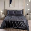 Home And Lifestyle VIKUS Silk Sheets | Soft Silky Satin Sheet Set 4Pc 2000Tc Queen Deep Pocket Flat Fitted Black