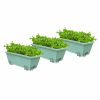 Outdoors Soga Garden Decor | Soga 49.5Cm Green Rectangular Planter Vegetable Herb Flower Outdoor Plastic Box With Holder Balcony Garden Decor Set Of 3