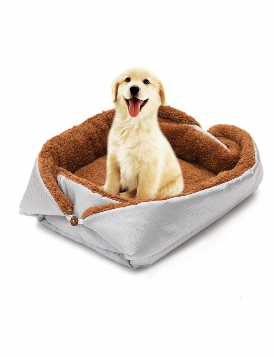 Home And Lifestyle Soga Pet Beds | Soga Silver Dual-Purpose Cushion Nest Cat Dog Bed Warm Plush Kennel Mat Pet Home Travel Essentials