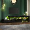 Home And Lifestyle Oikiture Entertainment Units | Oikiture Tv Cabinet Entertainment Unit Stand Rgb Led Gloss Furniture Black 220Cm