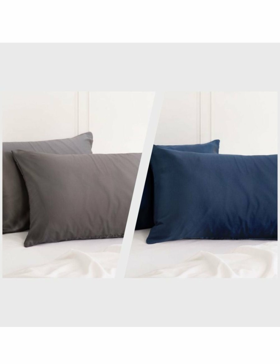 Home And Lifestyle Royal Comfort Silk Pillowcases | Royal Comfort Mulberry Silk Pillowcase Combo - 2 X Twin Packs Charcoal + Navy