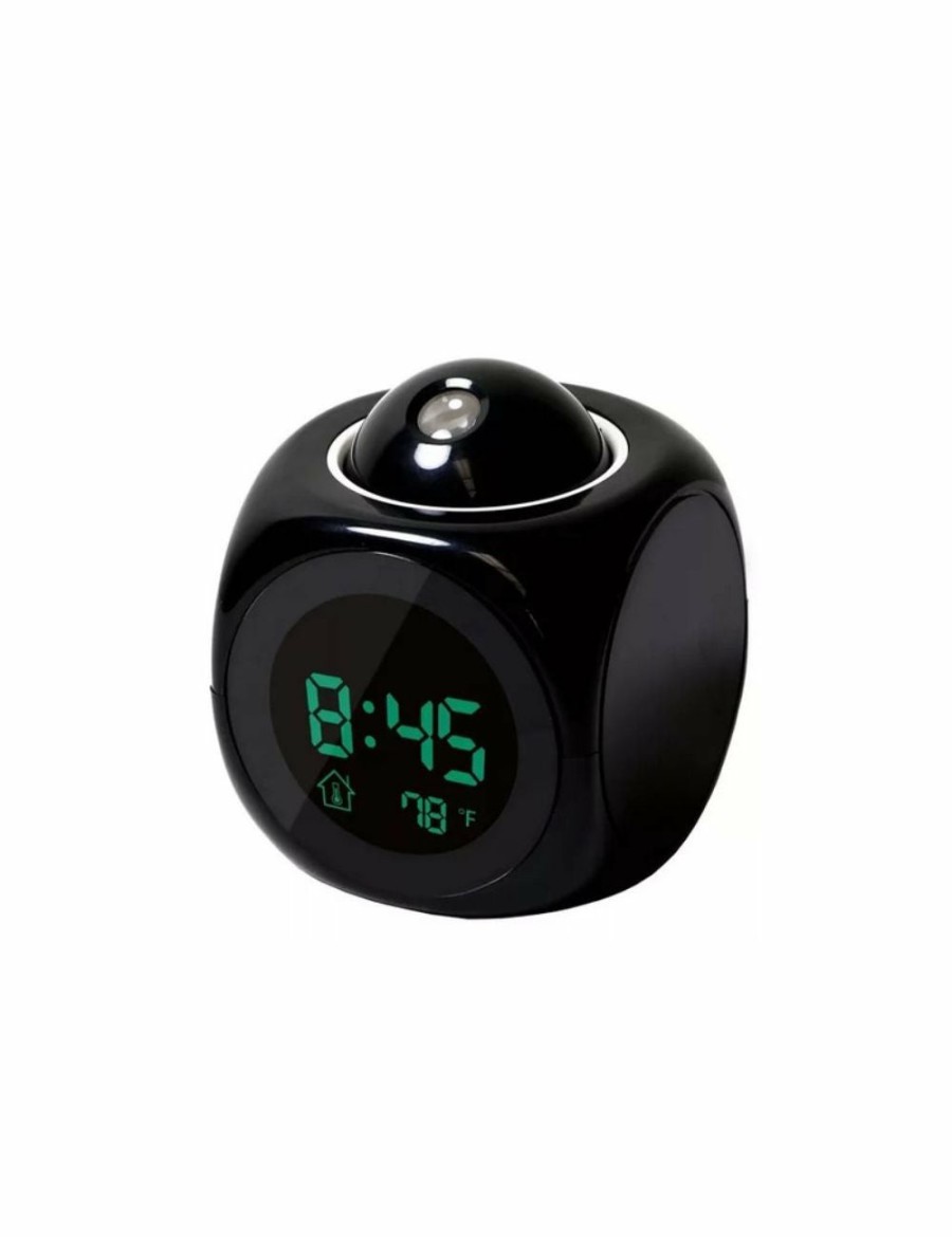 Home And Lifestyle ICB Clocks | Digital Alarm Clock Projector - Features A Screen That Displays Time, Temperature, Humidity, And Projects Current Time Onto Any Wall Or Ceiling - Black