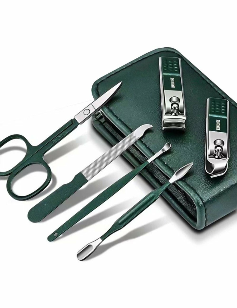 Beauty TODO | 6 Pcs Professional Manicure Set Nail Clipper Set Nail File Scissors Personal Care Tool Case