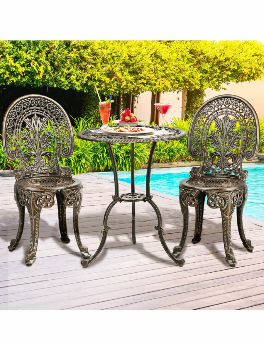 Outdoors Livsip | Livsip Outdoor Furniture Bistro Set 3Pcs Chair Table Cast Aluminium Patio Garden