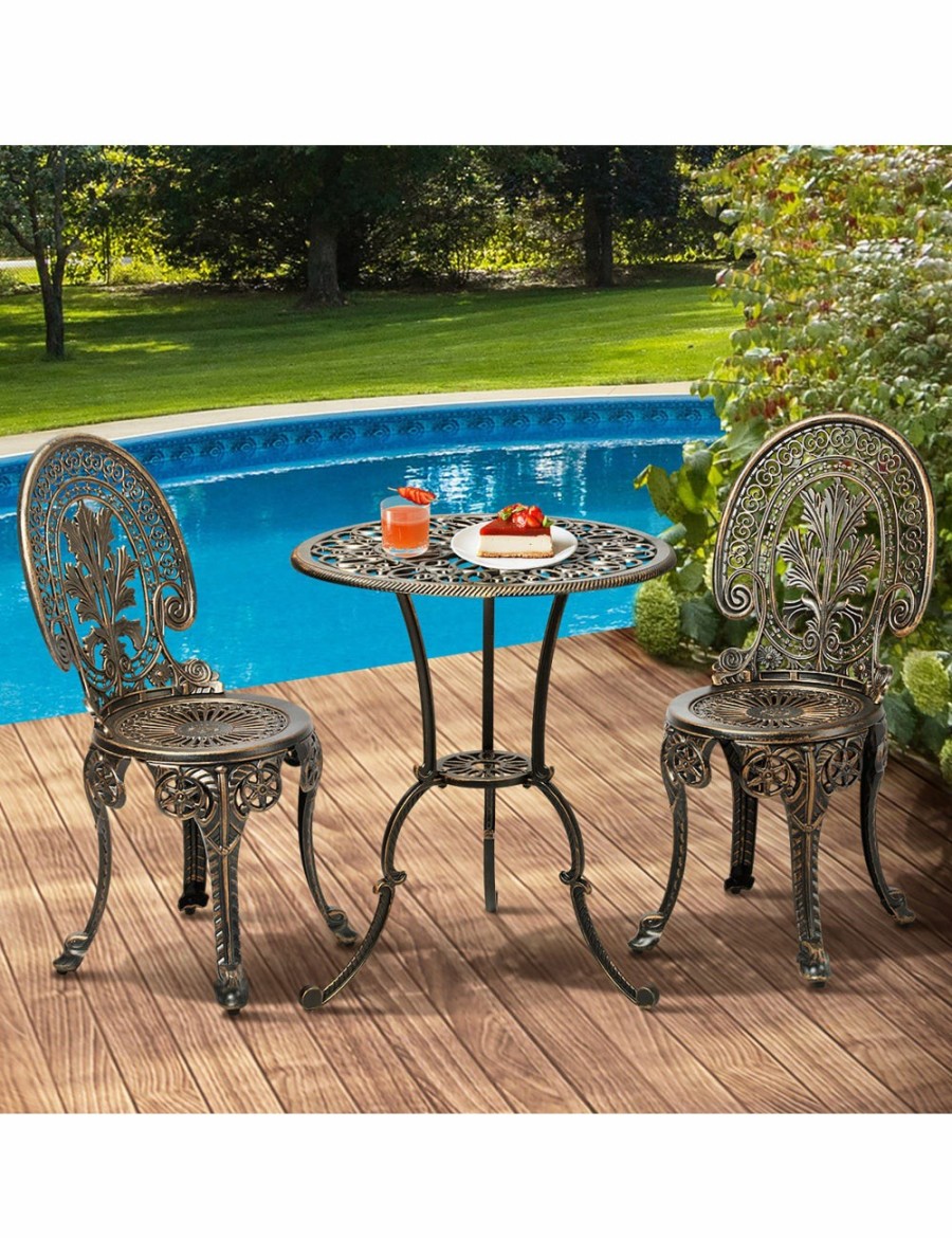 Outdoors Livsip | Livsip Outdoor Furniture Bistro Set 3Pcs Chair Table Cast Aluminium Patio Garden