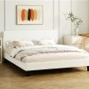 Home And Lifestyle Oikiture Mattresses | Oikiture Bed Frame Queen Size Mattress Base Boucle Fabric Platform Wooden Slats