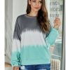 Women Fashion Boutique Active Jackets | Gray Color Block Tie Dye Pullover Sweatshirt