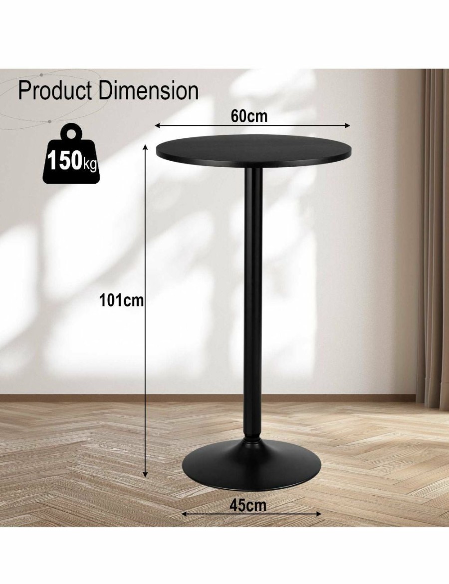 Home And Lifestyle Costway Tables | Costway High Bar Table Round Coffee Side Table Pub Dining Table Counter Patio Bistro Black