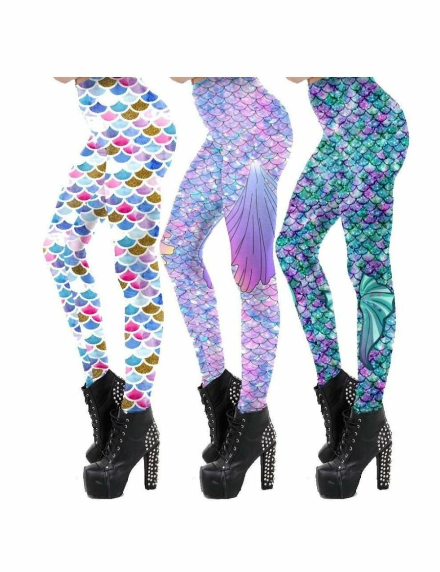 Women HOD Health & Home Active Bottoms | Mermaid Tail Scale Leggings Women Colourful Fitness Yoga Pants