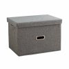 Home And Lifestyle Soga Clothes Airers & Baskets | Soga Grey Super Large Foldable Canvas Storage Box Cube Clothes Basket Organiser Home Decorative Box