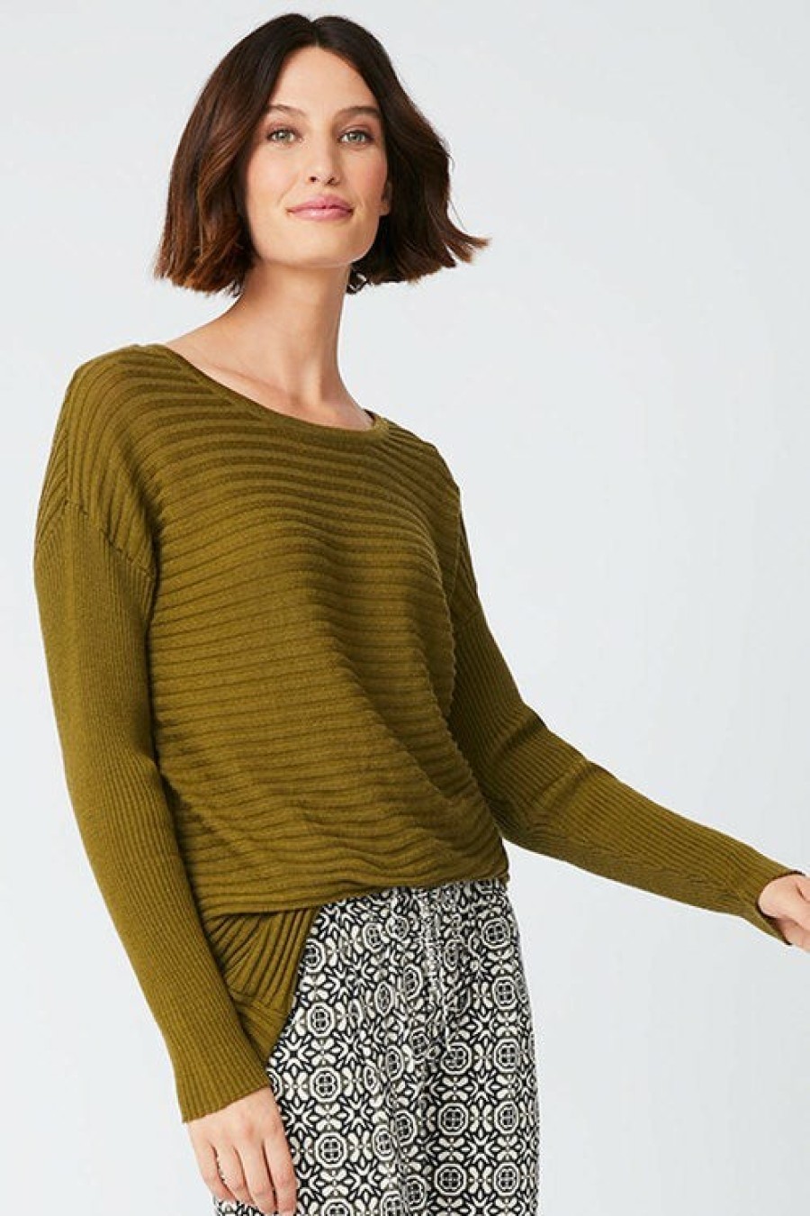 Women EziBuy Merino & Lambswool | Capture Merino Ribbed Crew Nck Sweater