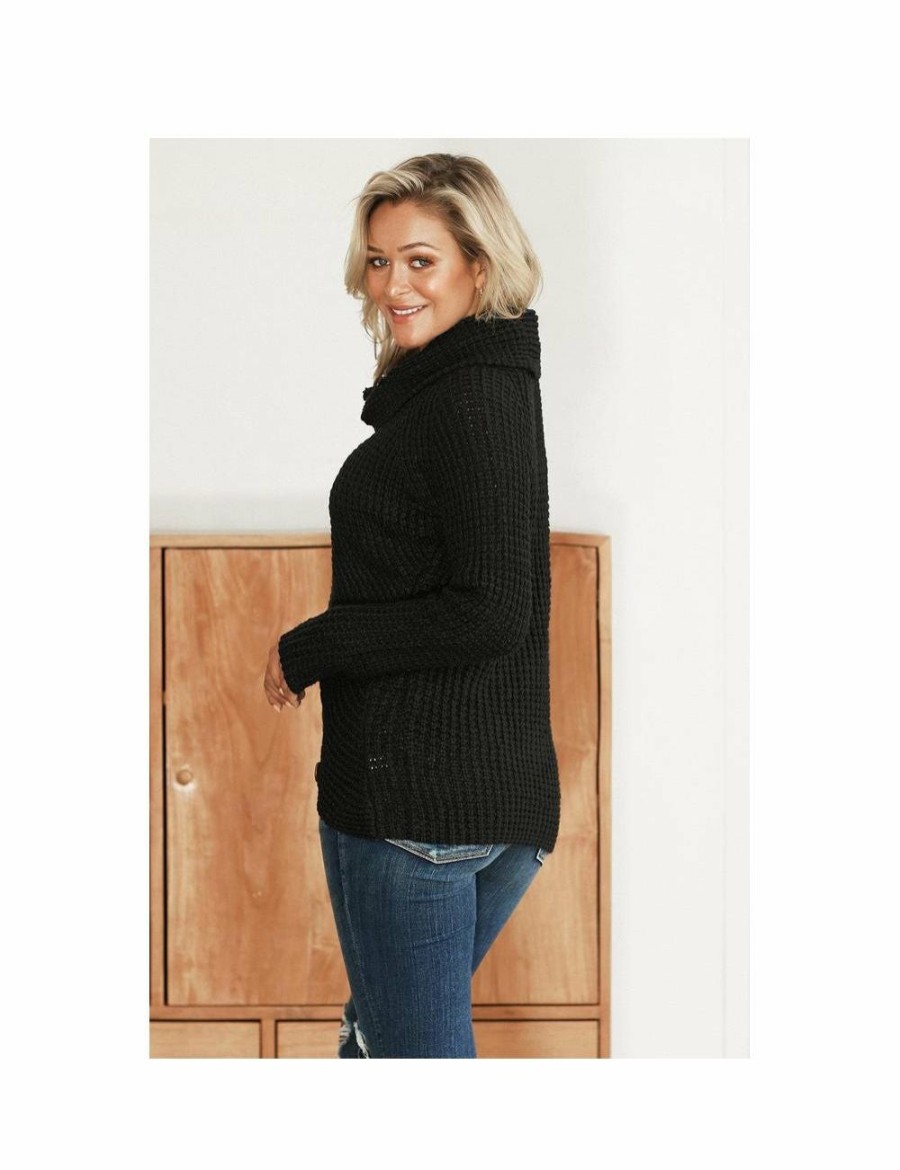 Women Azura Exchange Wraps & Ponchos | Azura Exchange Buttoned Wrap Turtleneck Sweater