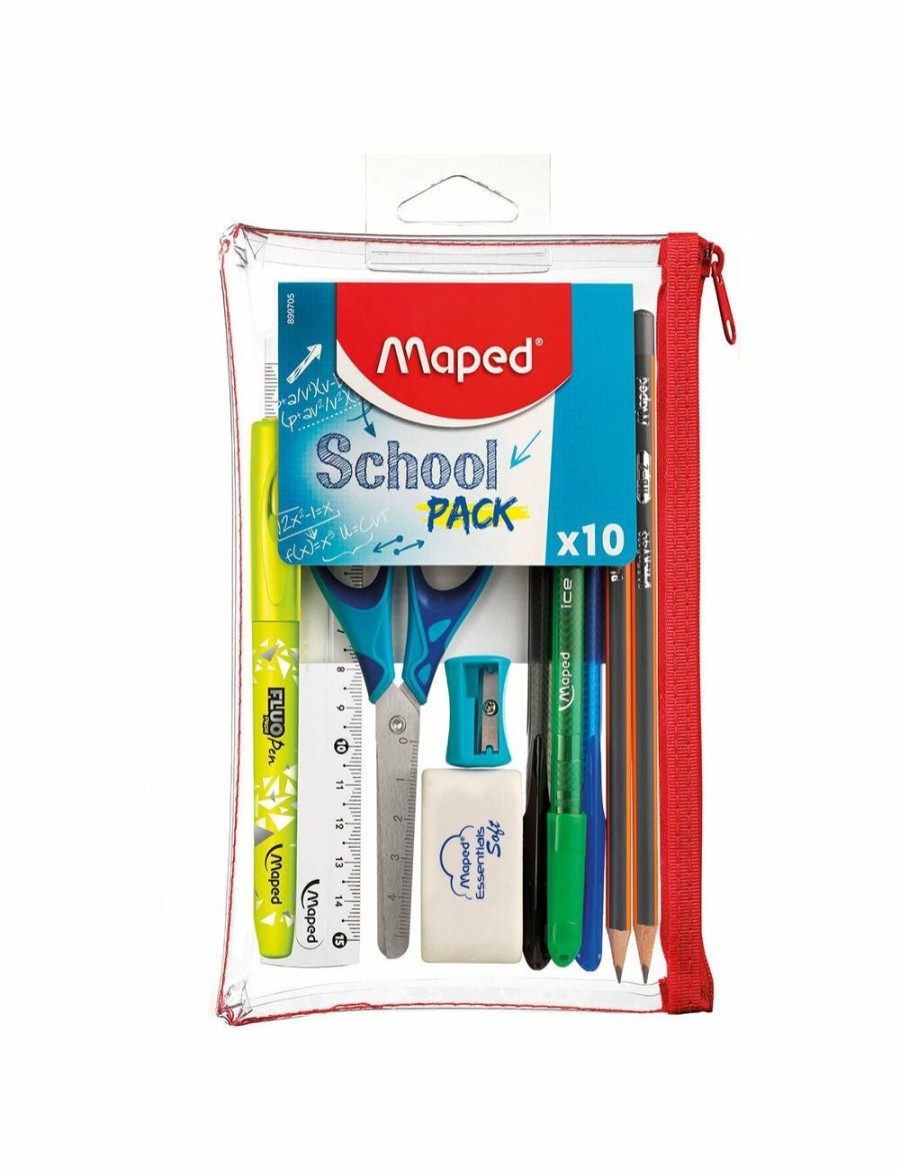 Home And Lifestyle Maped Stationary | Maped Pencil Case Student Kit 10Pcs Transparent - School