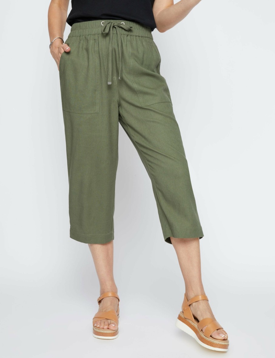 Women Millers Crops & Capris | Millers Crop Length Patch Pocket Linen Blend Pant