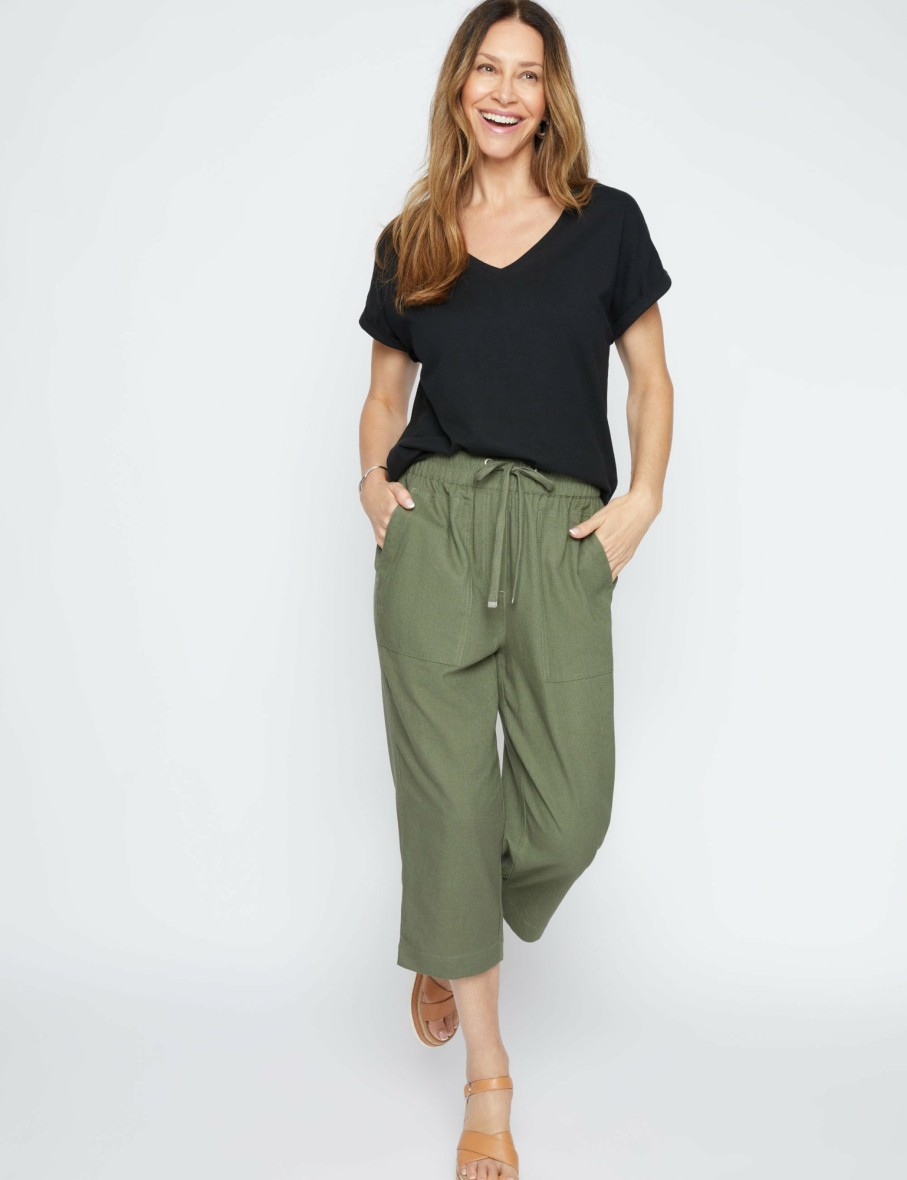 Women Millers Crops & Capris | Millers Crop Length Patch Pocket Linen Blend Pant