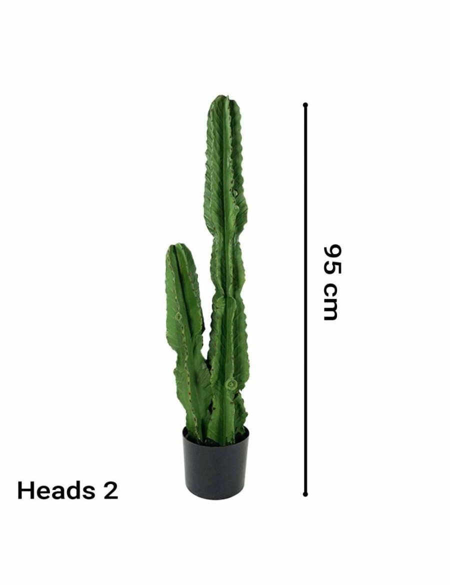 Home And Lifestyle Soga Artifical Plants | Soga 2X 95Cm Green Artificial Indoor Cactus Tree Fake Plant Simulation Decorative 2 Heads