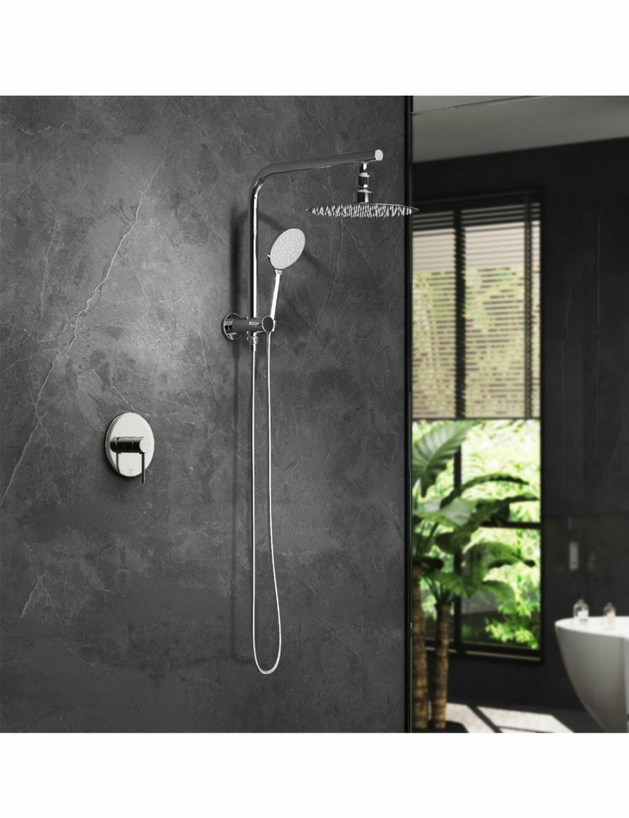 Home And Lifestyle Welba Bathroom Fixtures | Welba 250Mm Rain Shower Head Set With Mixer Round 3-Mode Handheld Shower Black