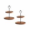 Home And Lifestyle Soga Serveware | Soga 20Cm 2 Tier Brown Round Wooden Acacia Dessert Tray Cake Snacks Cupcake Stand Buffet Serving Countertop Decor2 Tier