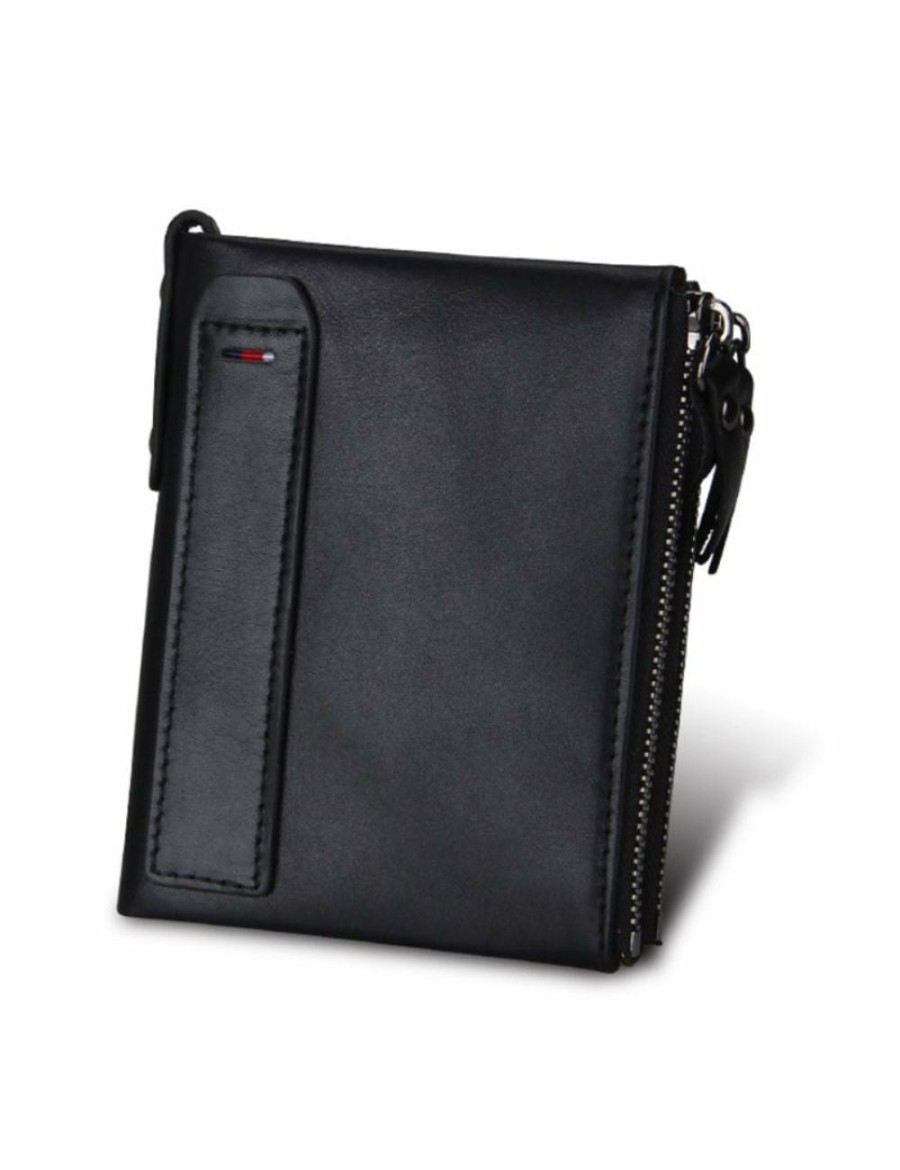 Home And Lifestyle ICB Accessories | Mens Rfid Wallet With Zipper And Credit Card Slots - Black Black