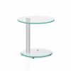 Home And Lifestyle HOD Health & Home Coffee & Side Tables | Artiss Side Coffee Table Bedside Furniture Oval Tempered Glass Top 2 Tier - One Size