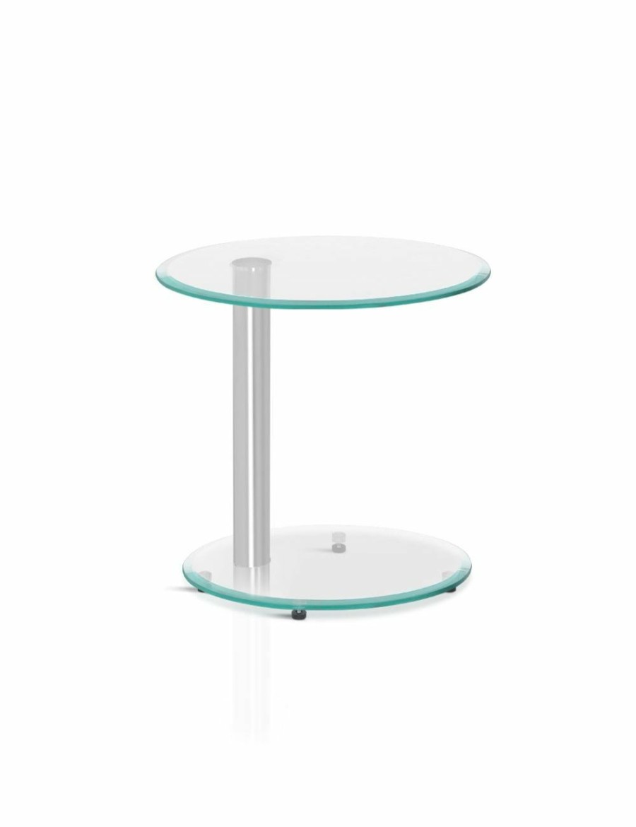 Home And Lifestyle HOD Health & Home Coffee & Side Tables | Artiss Side Coffee Table Bedside Furniture Oval Tempered Glass Top 2 Tier - One Size