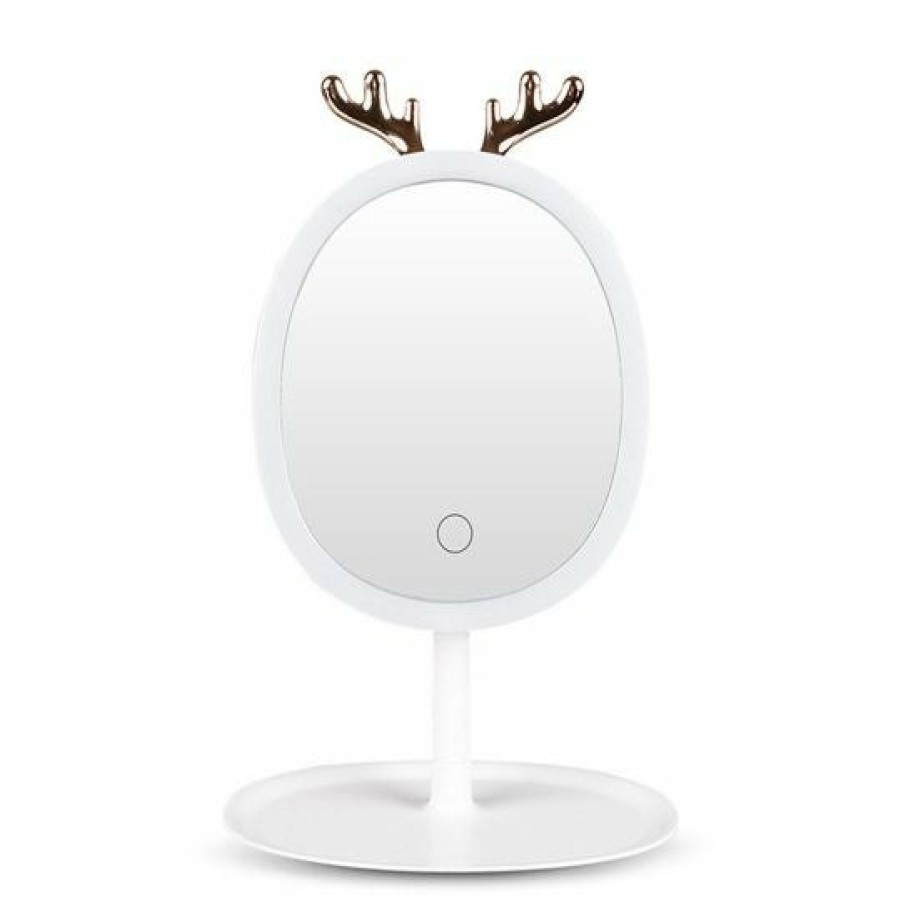 Beauty Soga | Soga White Antler Led Light Makeup Mirror Tabletop Vanity Home Decor