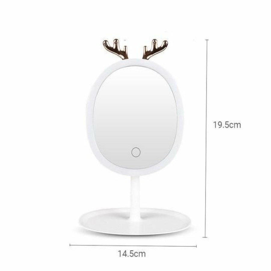 Beauty Soga | Soga White Antler Led Light Makeup Mirror Tabletop Vanity Home Decor