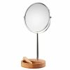 Beauty CLEVINGER | Clevinger Round Makeup Mirror Verona Metal Chrome W/ Bamboo Stand/Holder Silver