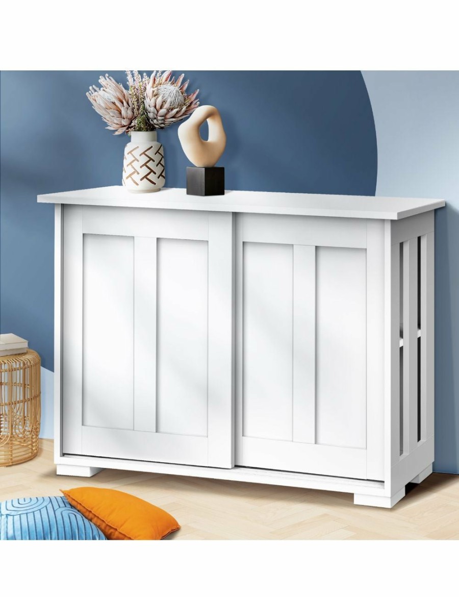 Home And Lifestyle Oikiture Hallway Furniture | Oikiture Buffet Sideboard Cabinet Doors Storage Cupboard Hallway Table White