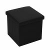 Home And Lifestyle BOXSWEDEN Ottomans & Footstools | Box Sweden 38X36Cm Ottoman Storage Cube Faux Linen Home Organiser/Stool Black