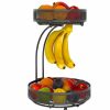 Home And Lifestyle Viviendo Serveware | Viviendo 2 Tier Fruit Bowl Metal Kitchen Fruit And Vegetable Storage Basket - Black