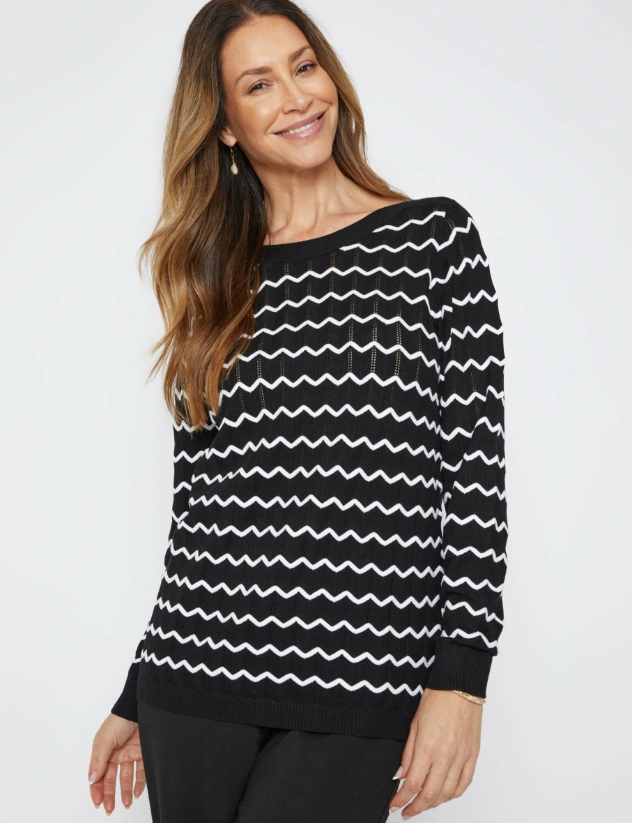 Women Millers Jumpers | Millers Long Sleeve Self Stripe Textured Jumper